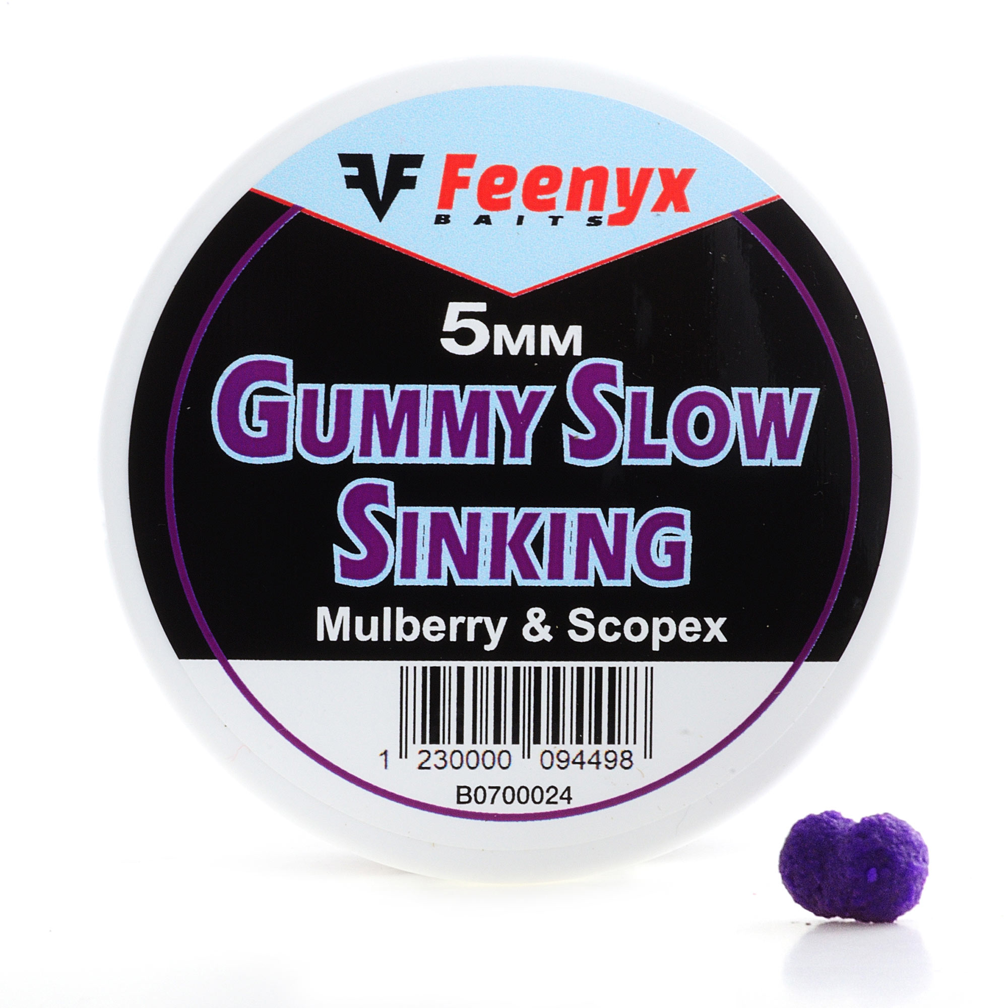 Gummy Slow Sinking Mulberry & Scopex FEENYX BAITS